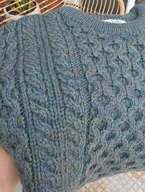 Vintage Quill's Made In Ireland Wool Cableknit Crewneck Sweater